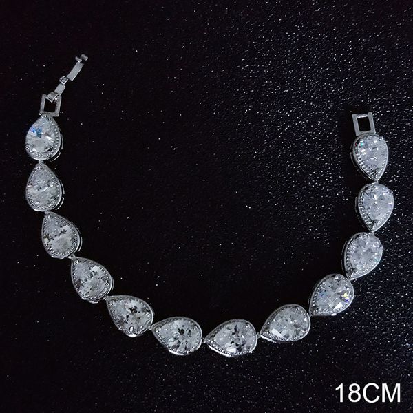 Choucong Bracciale da sposa di marca Gioielli di lusso Argento sterling 925 Goccia d'acqua Taglio a pera Topazio bianco Party CZ Pietre preziose Donne Bracciale con ciondolo per regalo amante