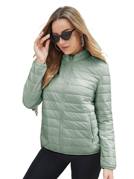 

solid zip up winter coat h5b1#, Black