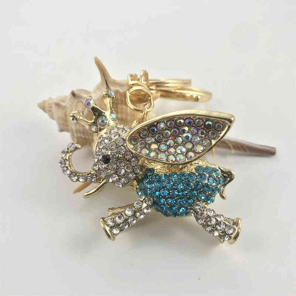 

creative elephant inlaid key chain 3d cartoon, Slivery;golden