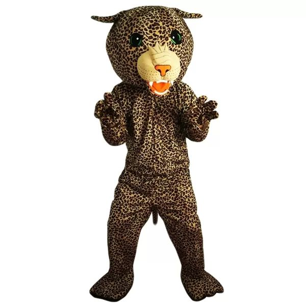 Nova alta qualidade leopardo pantera mascote trajes para adultos circo natal halloween outfit fantasia vestido terno