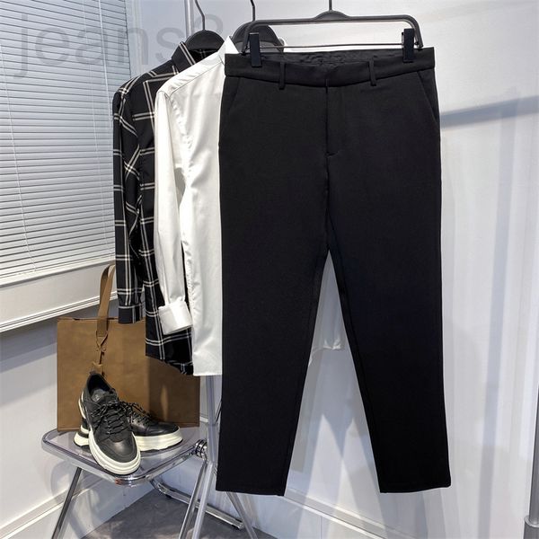 

men's tracksuits designer spring and autumn new black casual pants korean embroidery simple small foot business men's trousers b1g, Gray
