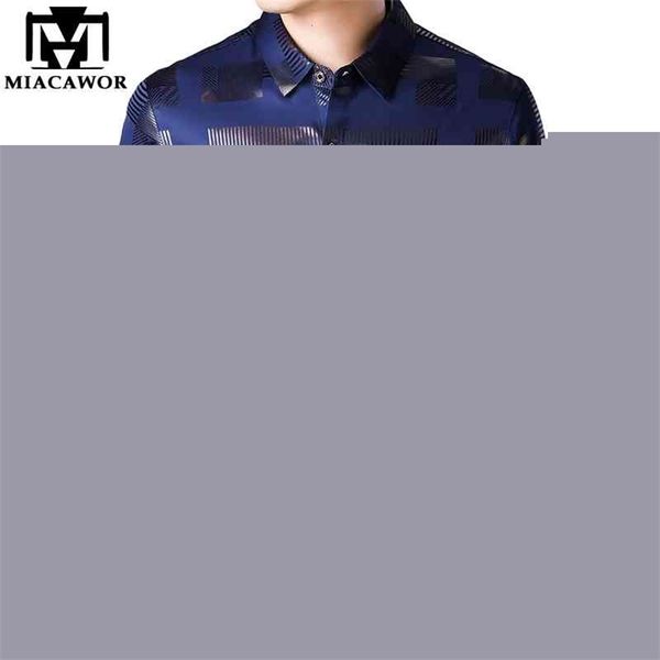 

miacawor business casual shirts men fashion print slim fit dress shirt long sleeve camisa masculina plus size clothes c457 210331, White;black