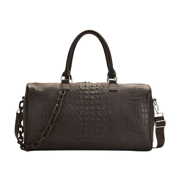 

pu vintage alligator bag tote handbag boston travel baggage versatile valise large capacity waterproof wearproof crossboody