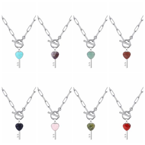 

gemstone key pendant necklace iq clasp chunky punk silver chain y choker cuban link statement jewelry for women and girls