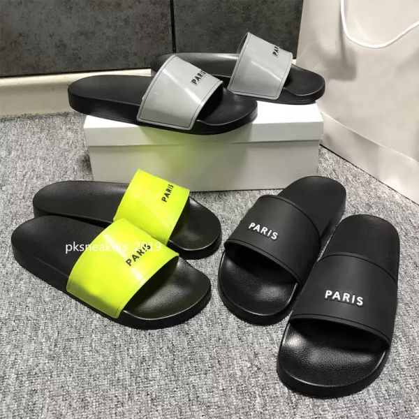 

2022 fashion slide sandals slippers for men women with original box designer beach flip flops slipper quality, Black