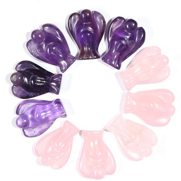 

natural crystal stone ornaments carved 15*20mm angel chakra reiki healing pink quartz jewelry making home decor, Black