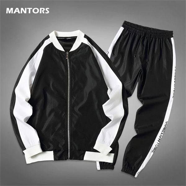 

2020 men set brand casual tracksuit spring autumn men s sportswear two piece set jacket pants track suit fashion streetwear lj201126, Gray