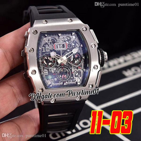 

2022 11-03 miyota automatic mens watch steel case skeleton dial big date number markers black rubber strap 6 styles sports watches wristwatc, Slivery;brown