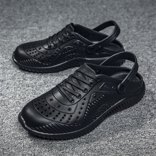 

size 40-47 men's sandals summer men's slippers beach clogs quick dry casual shoes waterproof antiskid men's flip flops 220423, Black