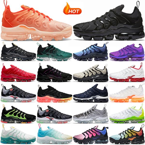 

big size tn plus running shoes mens black white volt orange blue fury tns mens womens outdoor trainers sneakers sports shoe