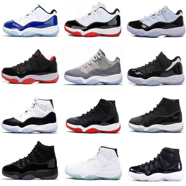 

11s bred mens basketball shoes 11 concord platinum tint men women gym red space jam sports sneakers man size 7 - 13 with box