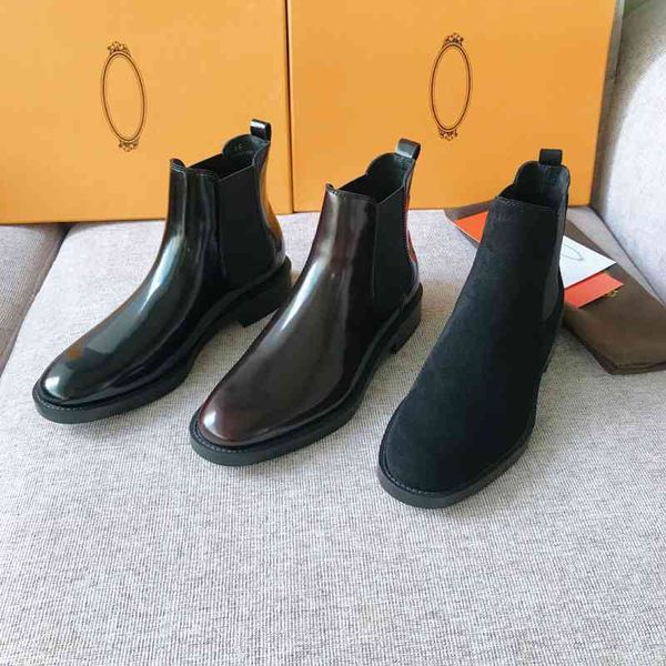 

boots high fixed version potato silk chelsea women's boots autumn and winter cowhide round head thick heel bare, Black