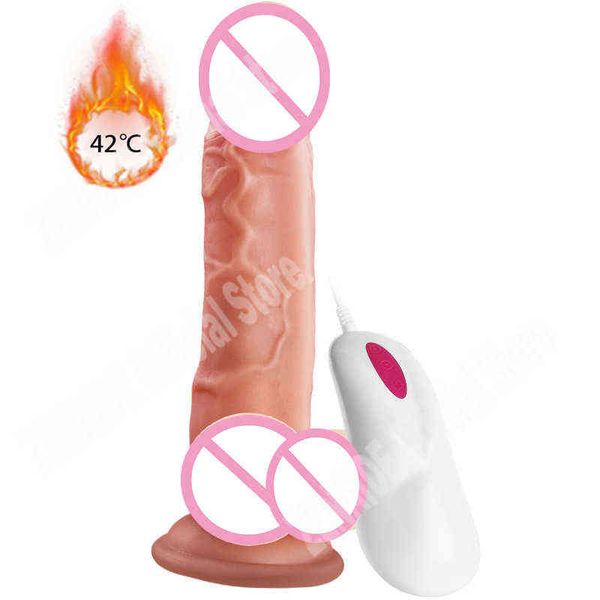 Nxy Dildos Dongs Automatique Télescopique Swing Chauffage Vibrant Gode Pénis Phallus Vibromasseur Réaliste G Spot Sex Toys Marchandises pour Femmes Adultes 220511