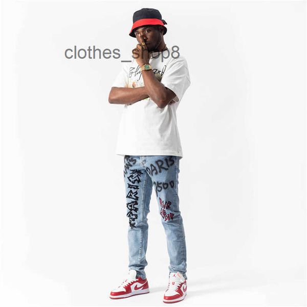 

european and american designer jeans amirss men jean pants 2022ss new style trousers english printing high street trend casual sli, Blue