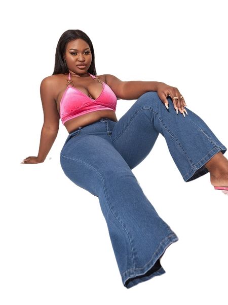 

sxy plus button front split hem jeans w1fq#, Blue