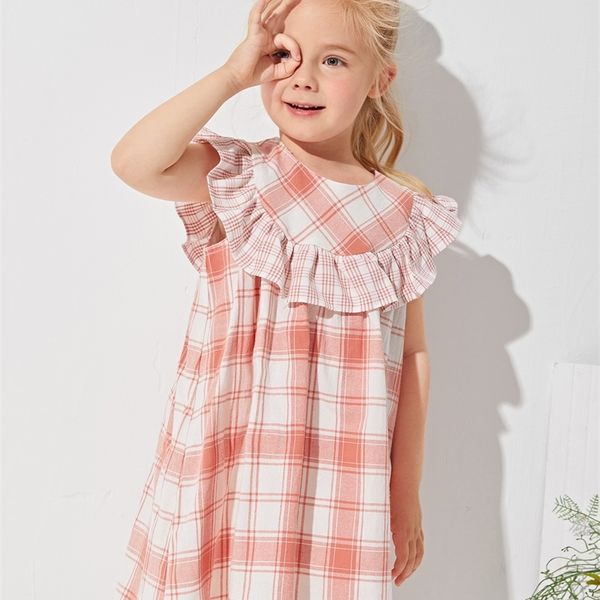 

toddler girls ruffle detail plaid dress she, Red;yellow
