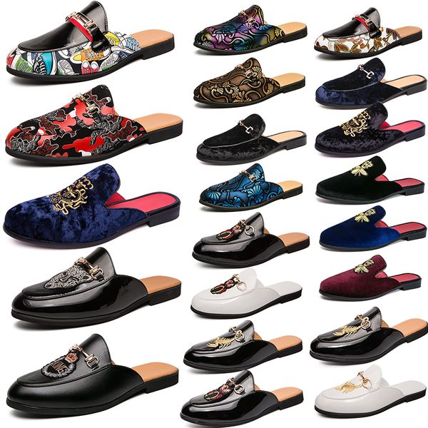 

leather men slippers soft cowhide lazy shoes luxury designer metal buckle beach slippers mules princetown classic sandals, Black