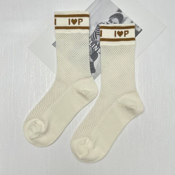

spring classic womens summer hosierys brand d's sock fashion hollow letter tube love style socks mercerized wool female hosiery thin co, Black;white