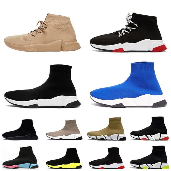 

designer lace-up men women fashion sock shoes speed 1.0 paris mesh knit triple s black multicolor rubber bottom vintage platform trainers sn
