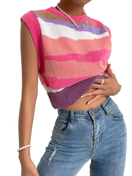 

color block sweater vest l64u#, White;black