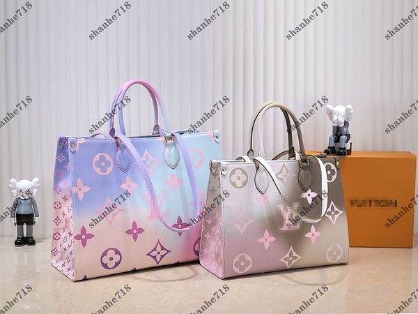 

multicolor gradient onthego totes single shoulder cross body bags designer handbags large capacity women shopper bag lady purses cowhide