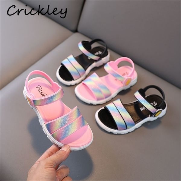 Farbverlauf Bling Kinder Sommer Schuhe Mode PVC Rutschfeste Mädchen Sandalen Prinzessin Haken Schleife Atmungsaktive Schuhe Kinder Sandale 220623