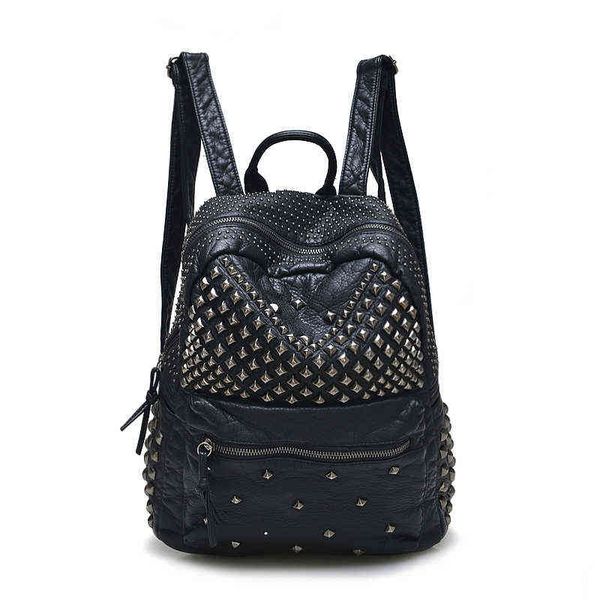 

backpack bag hbp backpack style new fashion women washed leather lady girl travel rivet student school 220723