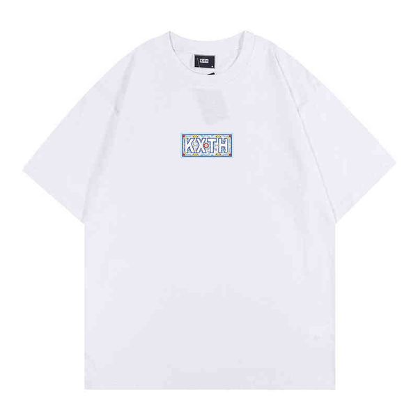 

kiss moroccan tile box blue cashew totem short sleeve t-shirt men, White;black