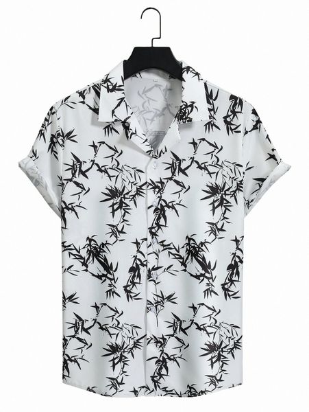

men random plant print shirt l28p#, White;black