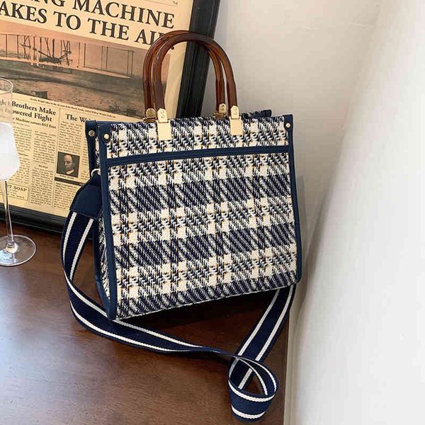 

new women's plaid stripe shoulder capacity fashion trend ladies wild factory direct sale purses and handbags large crossbody bag for wo