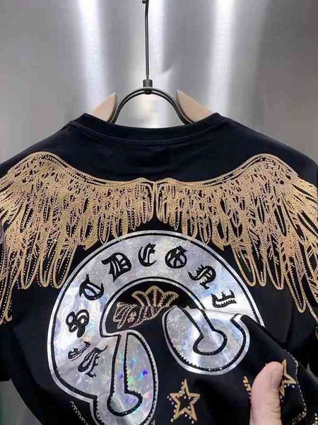 

designer clothing new fashion printing diamond summer sleeve men's and women's high-end t-shirt, White;black