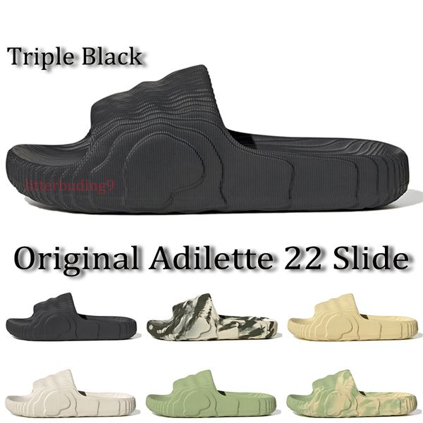 

designer originals adilette 22 slides men women slipper sandals magic lime desert sand green glow orange resin beach shoes outdoor mens slip, Black