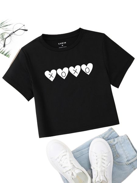 

heart & letter graphic tee 82ez#, White
