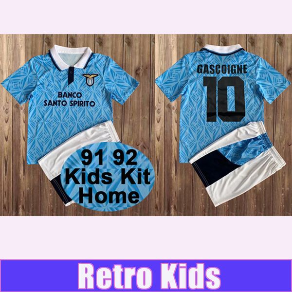 

1991 1992 ss lazio retro kids kit soccer jerseys gascoigne inzaghi home away football shirt short sleeve uniforms, Black