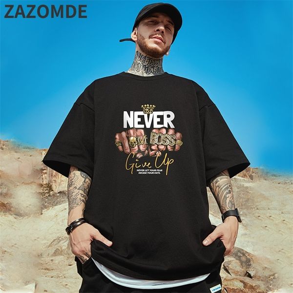 

zazomde cotton t shirt men high street t-shirt men hip hop print tshirt couple summer casual loose tshirt streetwear males 220706, White;black