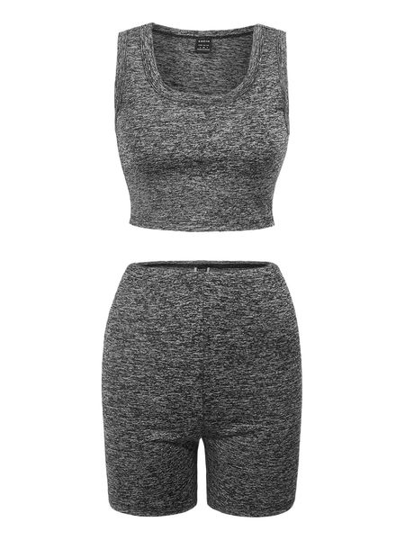 

marled knit crop tank & b.iker s.horts s1st#, White