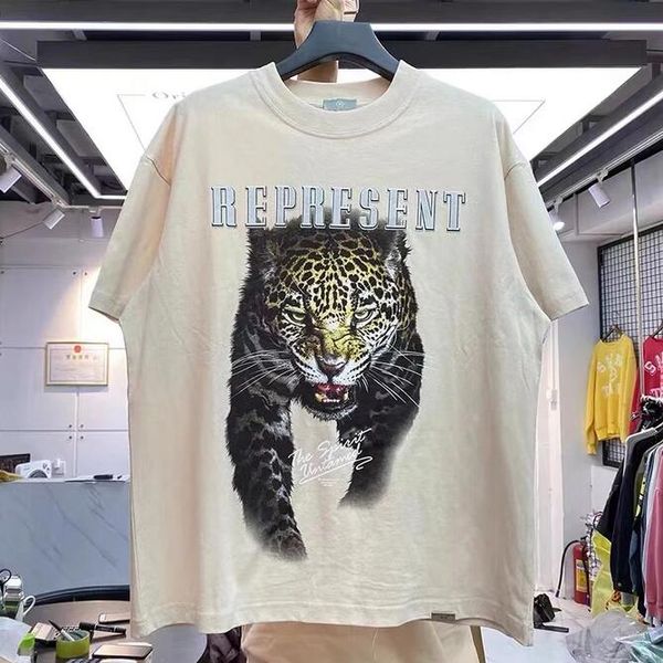

men's plus tees leopard print vintage short-sleeved t-shirt for men, Black;brown