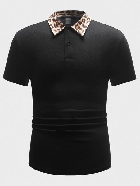 

men leopard collar polo shirt t1yk#, White;black