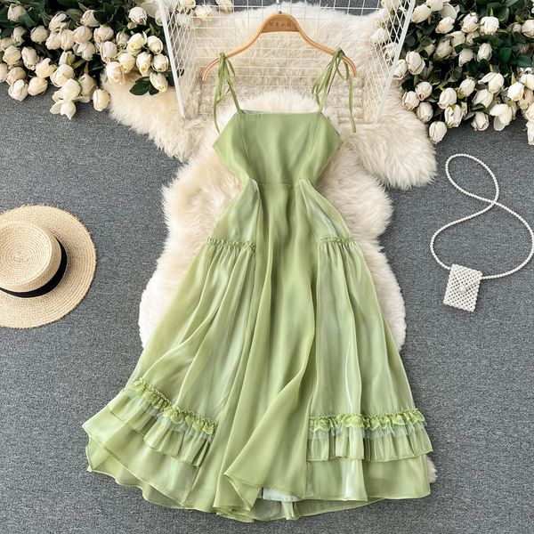 

solid mesh summer women dress 2022 ruched side zipper backless elegant temperament ladies a line long beach dresses, Black;gray