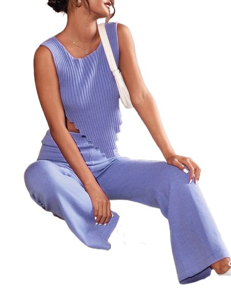 

rib-knit asymmetrical knit & sweater pants 11he#, White;black