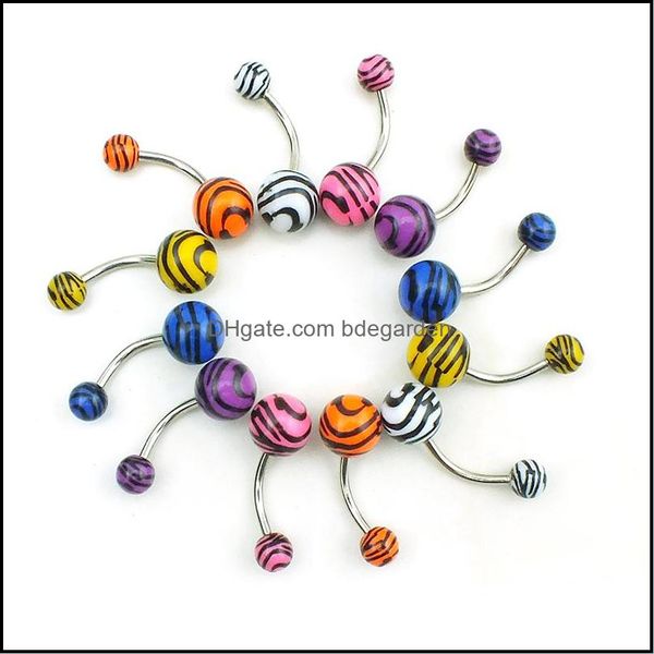 

navel bell button rings body jewelry mix sales belly 316l stainless steel double acrylic rainbow ball rin dhxqv, Silver