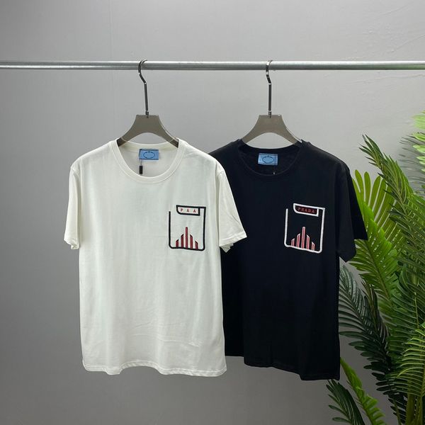 

men's t-shirts new design chest letter embroidered short sleeves t shirt womens designer t-shirts black white s-xxl, White;black