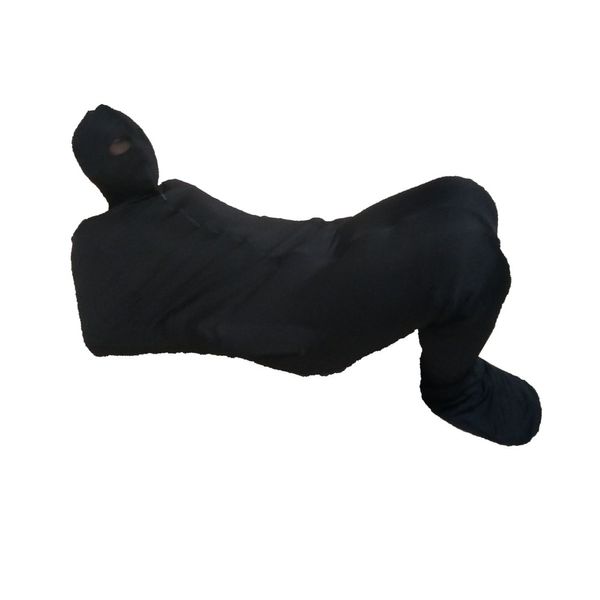 Unisex schwarze Farbe Spandex Mumien-Catsuit-Outfit Kostüme Schlafsack mit Innenärmeln Halloween-Cosplay-Anzüge mit offenen Netzaugen