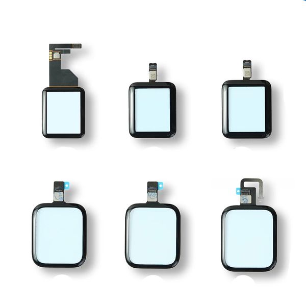 Für Apple Watch Serie 2, 3, 4, 5, 6, S2, S3, S4, S5, S6, Touchscreen-Teile, Ersatz, 38 mm, 42 mm, 40 mm, 44 mm, Frontglas, Sensor-Außenplatte mit Oca-Kleber und Datenschrift innen, Schwarz