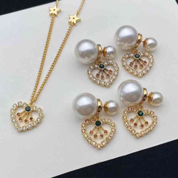 

70% off jewelry fashion pearl earrings female heart pendant diamond necklace, Silver