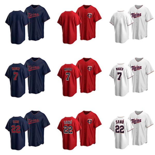 

baseball fans twins miguel sano #22 joe mauer #7 jersey, Black