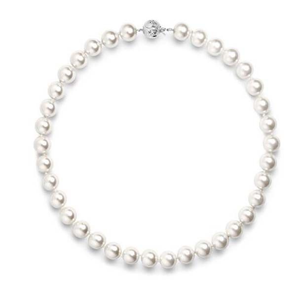 

cream white pearl necklace hand knotted strand 18 inch, Silver