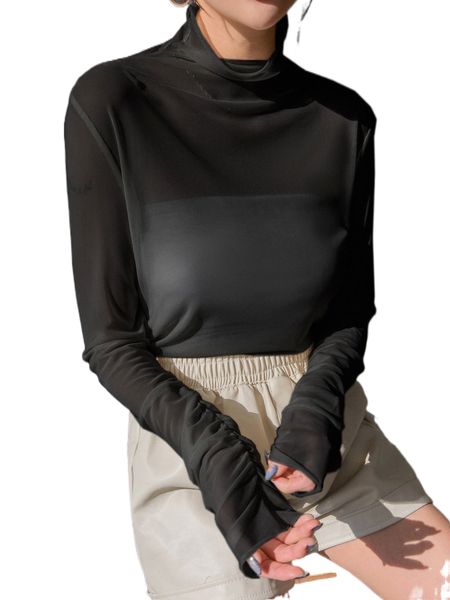 

dazy cowl neck mesh without tube 11hu#, White