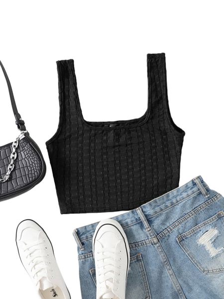 

textured knit tank 22im#, White