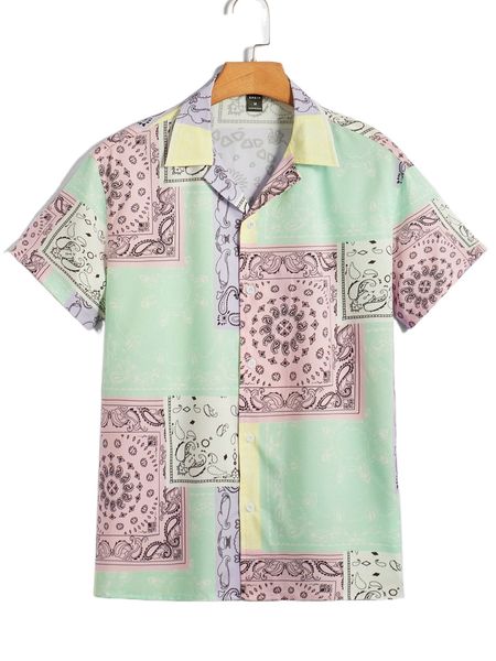 

men paisley and scarf print shirt s3f3#, White;black